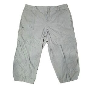 Dressbarn Capri Pants Womens Sz 14 Beige Cargo Pockets Drawstring‎ Hem Casual
